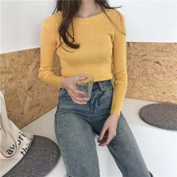 Women elegantly cut long sleeve top made of ribbed knit Lisslune