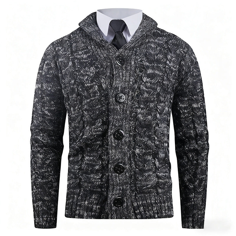 Men's cardigan with cable pattern and stylish shawl collar Lisslune