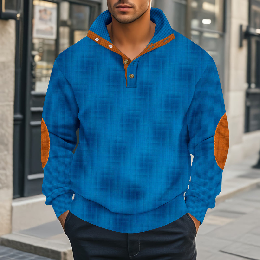 Men's Henley sweater with textured design and contrast accents Lisslune