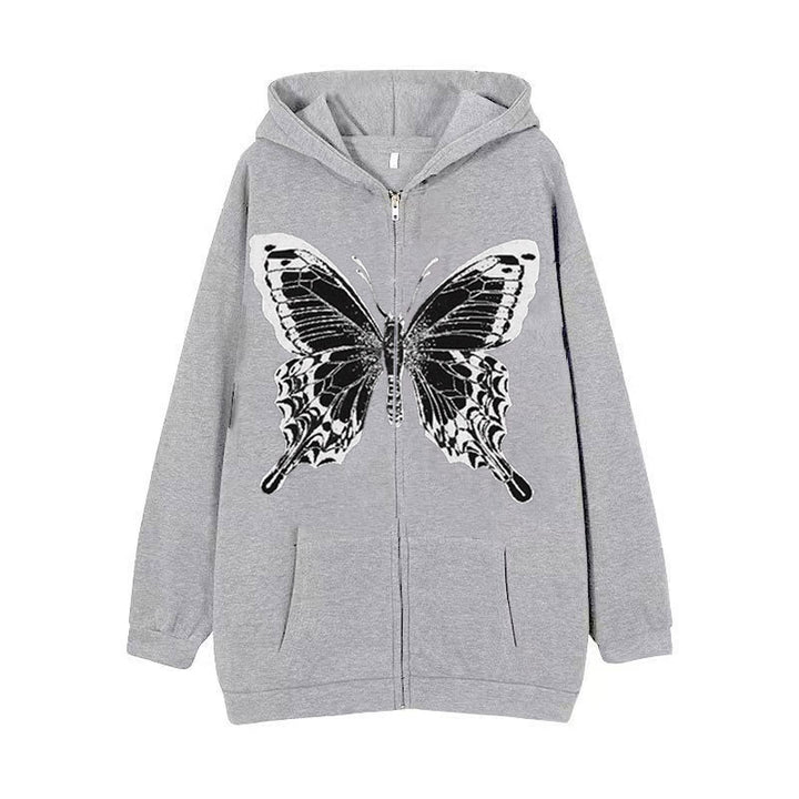 Women's zip hoodie with striking butterfly motif Lisslune
