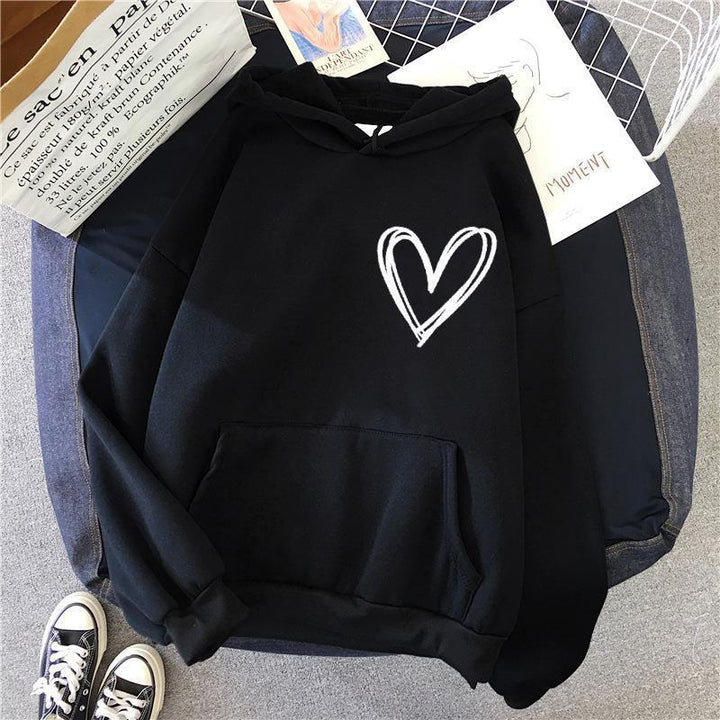Women's hooded sweatshirt with lovely heart motif Lisslune