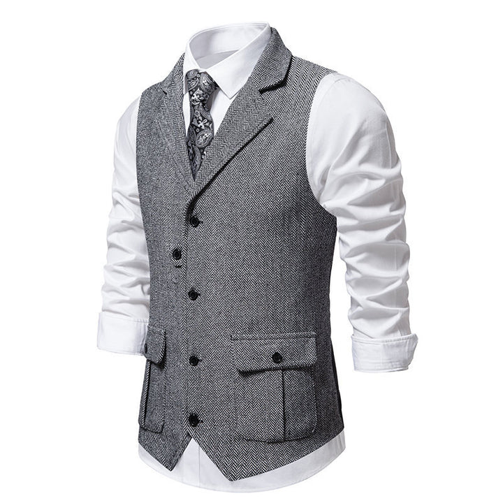 Men's suit vest in modern herringbone design with practical pockets Lisslune