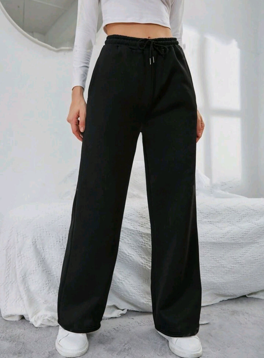 Women's wide leisure pants with elastic waistband Lisslune