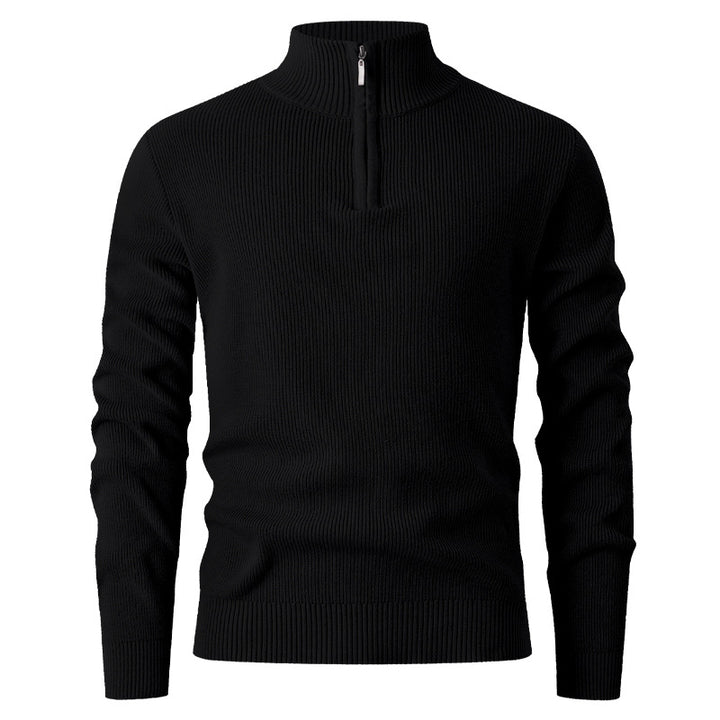 Men's knit sweater with modern stand-up collar and functional zipper Lisslune