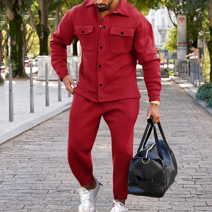 Men's stylish leisure set with practical pocket design Lisslune