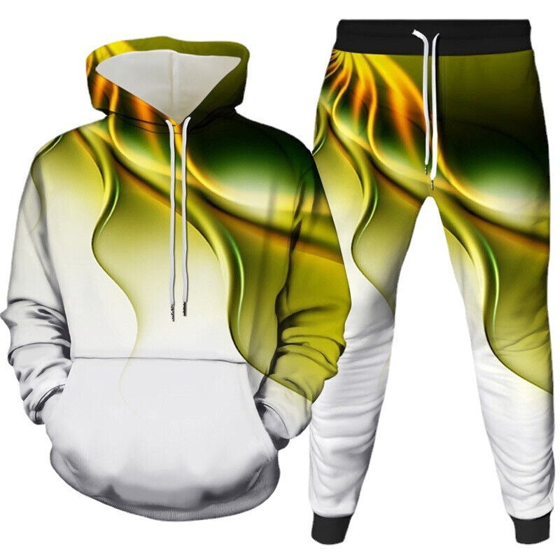 Men's hoodie and jogging pants set with modern graphic print Lisslune