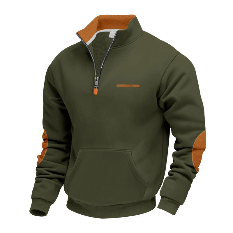 Men's hoodie with half zipper and color accents Lisslune