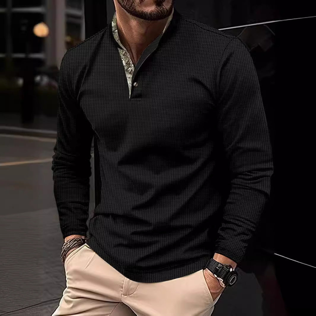 Men's Long Sleeve Shirt with Exclusive Collar Design Lisslune