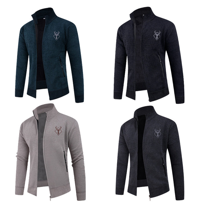 Men's cardigan with high collar and practical zip pockets Lisslune