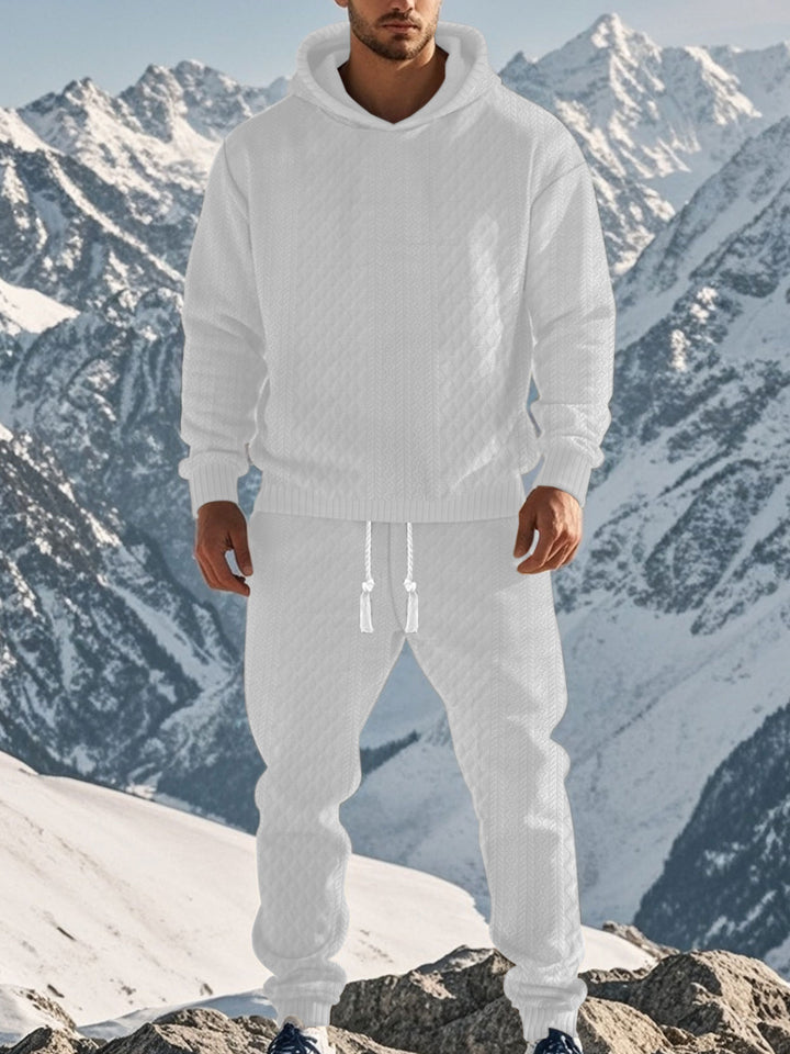 Men's sporty hoodie and jogging pants set with textured design Lisslune