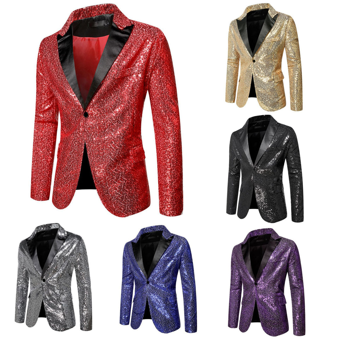 Men's extravagant glitter tuxedo jacket with black satin lapels Lisslune
