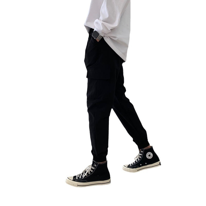 Men's cargo pants with elastic waistband and practical side pockets Lisslune