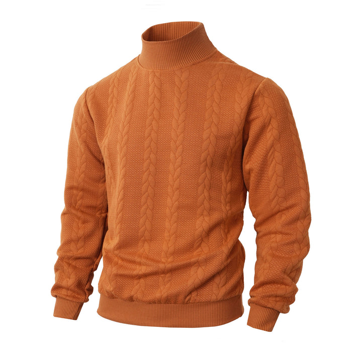 Men's chunky knit sweater with high collar Lisslune
