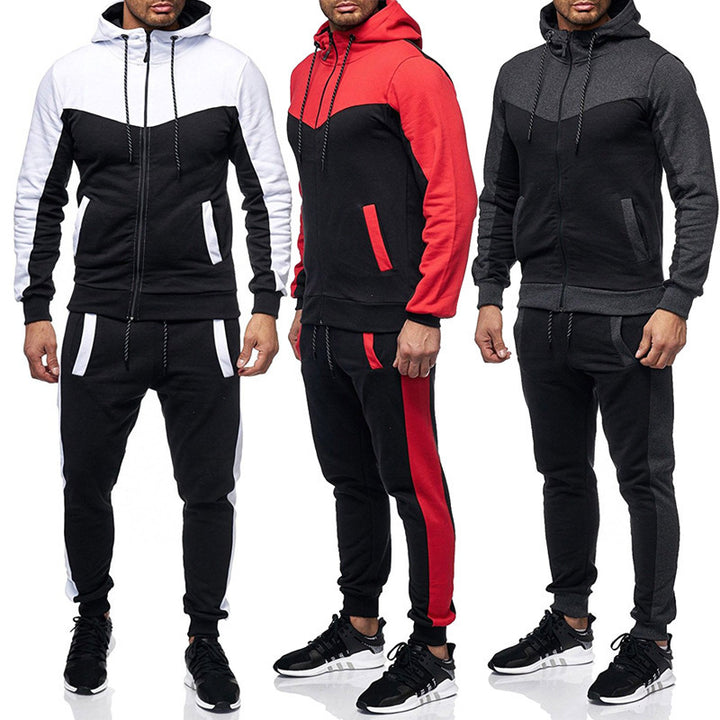 Men's Stylish Tracksuit Set with Contrasting Color Blocks Lisslune