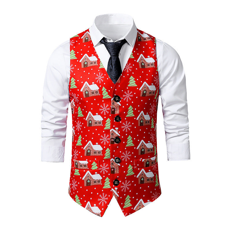 Men's festive waistcoat with vibrant Christmas design Lisslune