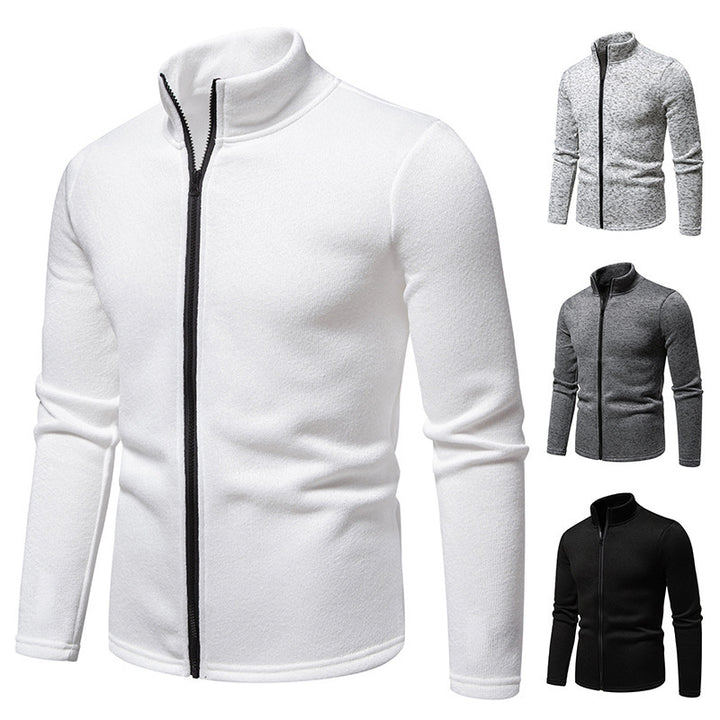 Men's fleece jacket with high collar and full-length zipper Lisslune
