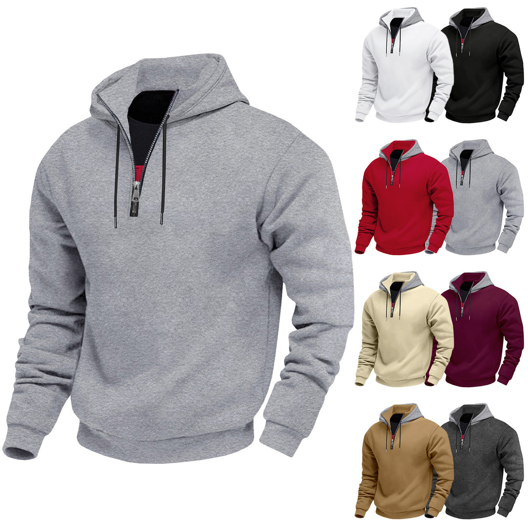 Men's hoodie with half zipper and inner drawstring Lisslune
