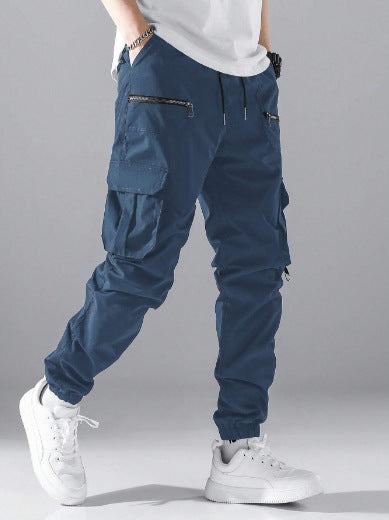 Men's cargo joggers with elastic waistband and practical zip pockets Lisslune