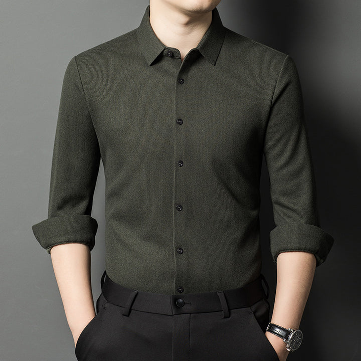 Men's Elegant Long Sleeve Shirt with Fine Structural Design Lisslune