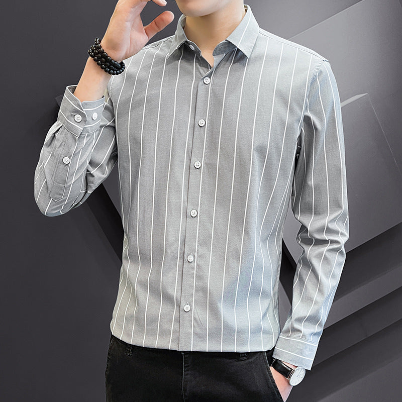 Men's fashionable long-sleeve shirt with stripes Lisslune