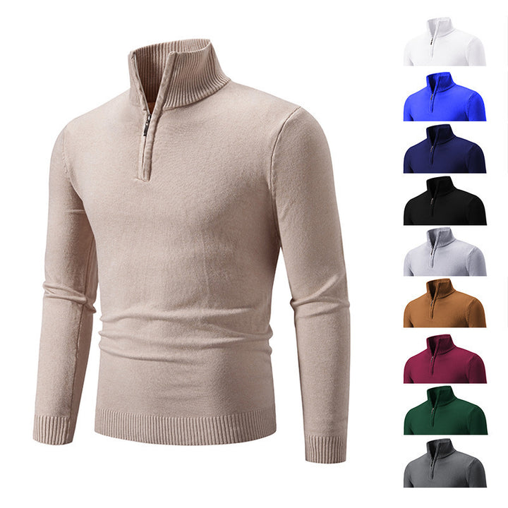 Men's Stylish Sweater with Short Zipper Lisslune