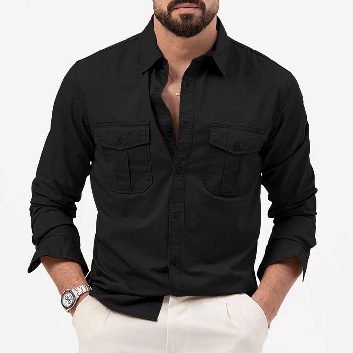 Men's Casual Long Sleeve Shirt with Practical Chest Pockets Lisslune