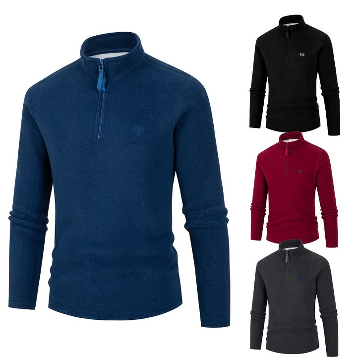 Men's fleece pullover with stand-up collar and zipper Lisslune
