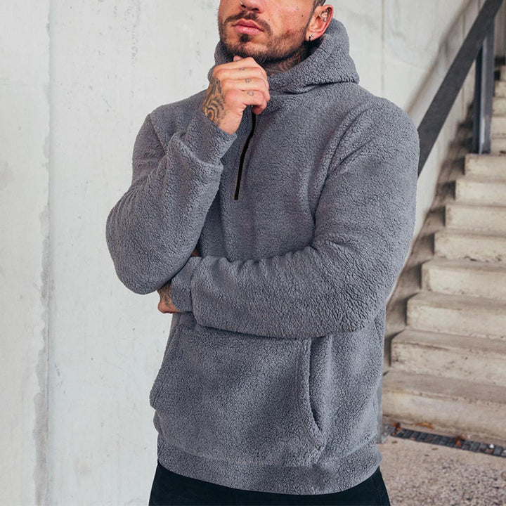 Men's cozy fleece hoodie with modern cut and practical pockets Lisslune