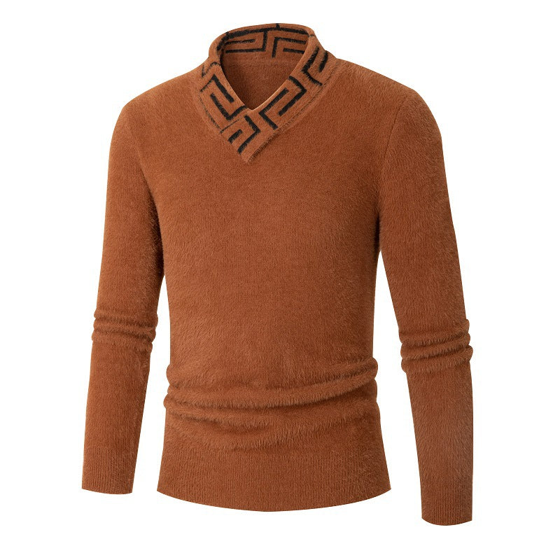 Men's fashionable sweater with stylish stand-up collar and textured design Lisslune