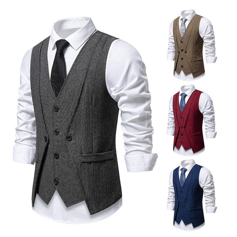 Men's suit vest in elegant herringbone design with practical pockets Lisslune
