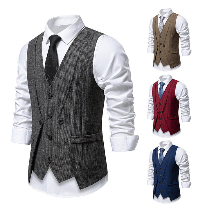Men's suit vest in elegant herringbone design with practical pockets Lisslune