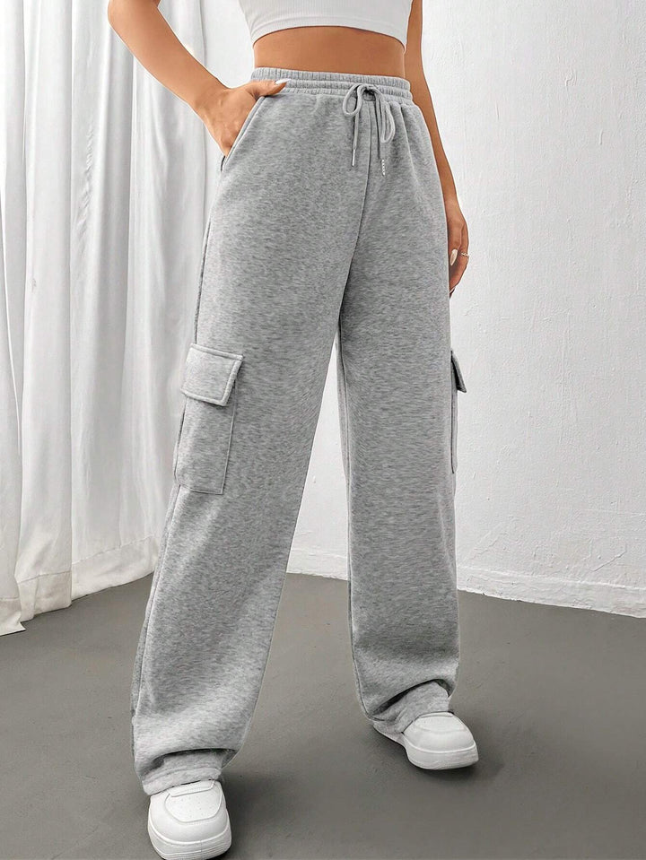 Women's Cargo-Style Leisure Pants with Elastic Waistband and Practical Side Pockets Lisslune