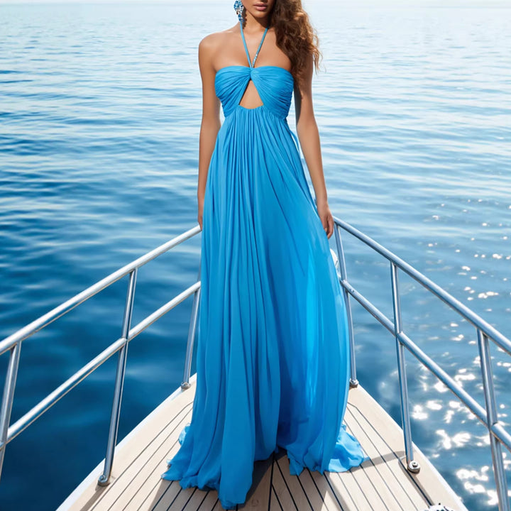 Women's Maxi Party Dress with Chic Halter Neck and Alluring Cut-Out