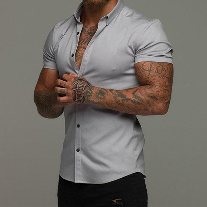 Men's short sleeve shirt with modern cut and stylish button detail Lisslune