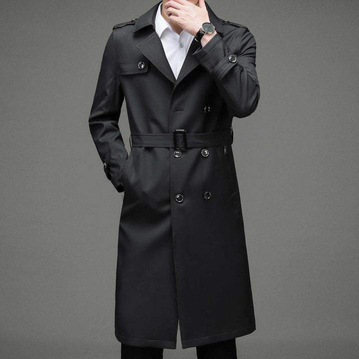 Men's Elegant Trench Coat with Fashionable Cut and Practical Pockets Lisslune
