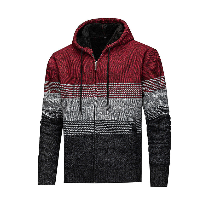 Men's Stylish Cardigan with Hood and Gradient Lisslune