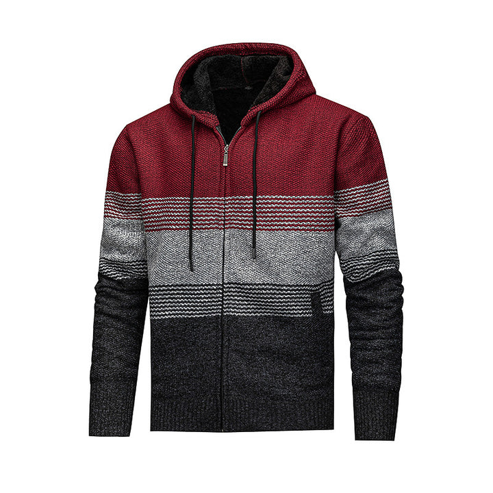 Men's Stylish Cardigan with Hood and Gradient Lisslune