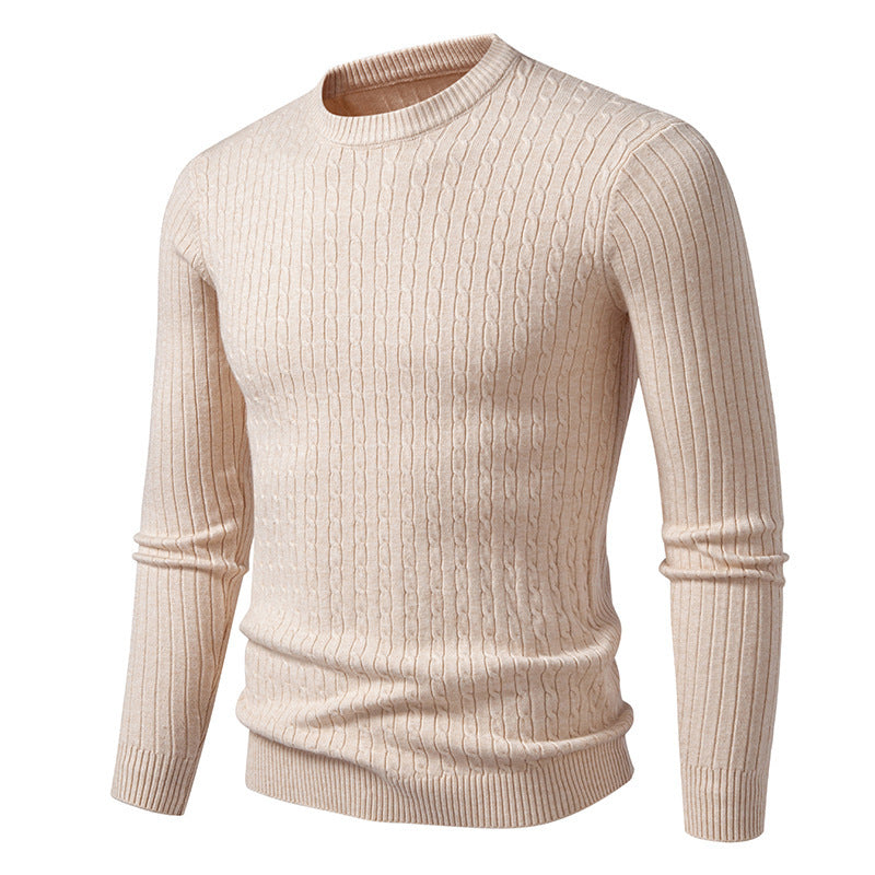 Men's chunky knit sweater with elegant cable pattern Lisslune