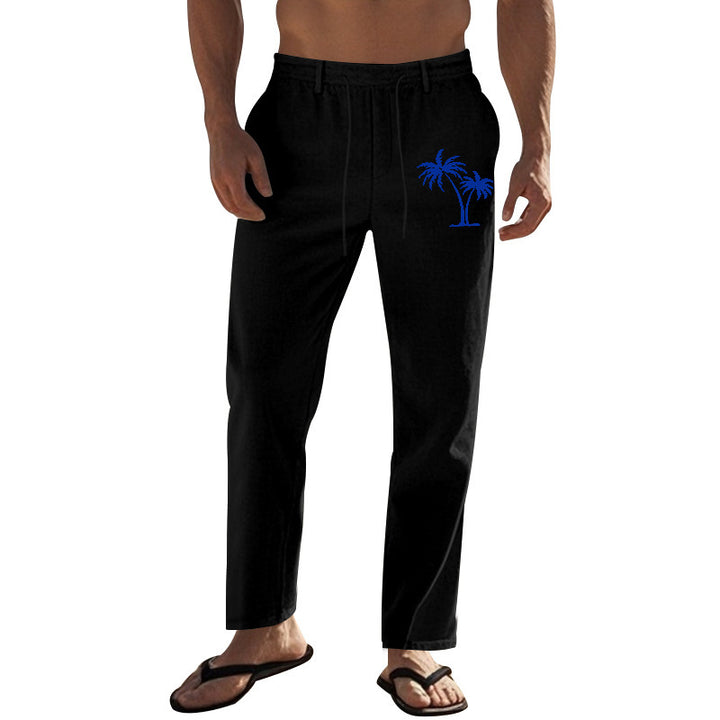 Men's leisure pants made of lightweight, breathable material with elastic drawstring Lisslune