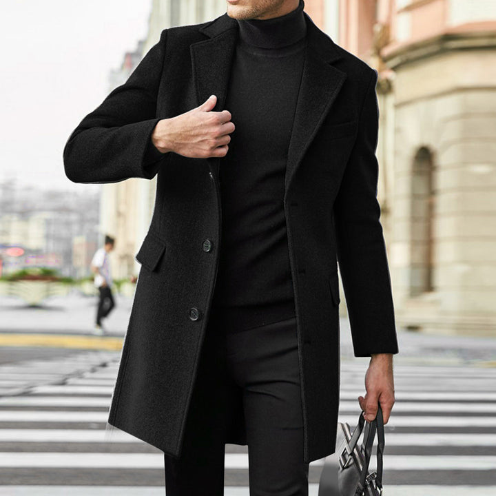 Men's Classic Wool Coat with Elegant Button Details Lisslune