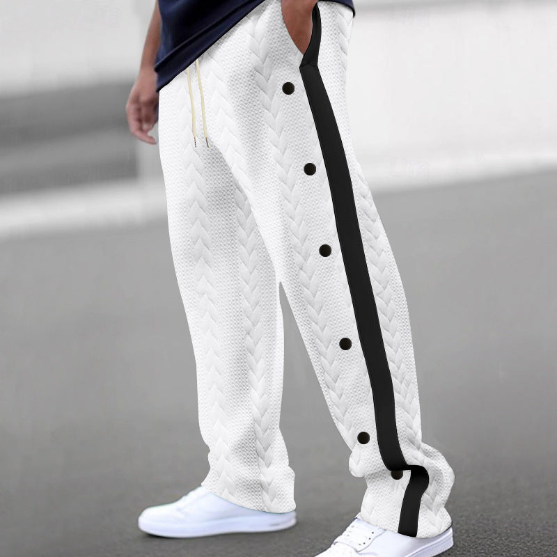 Men's sporty jogging pants with snap button and side stripes Lisslune