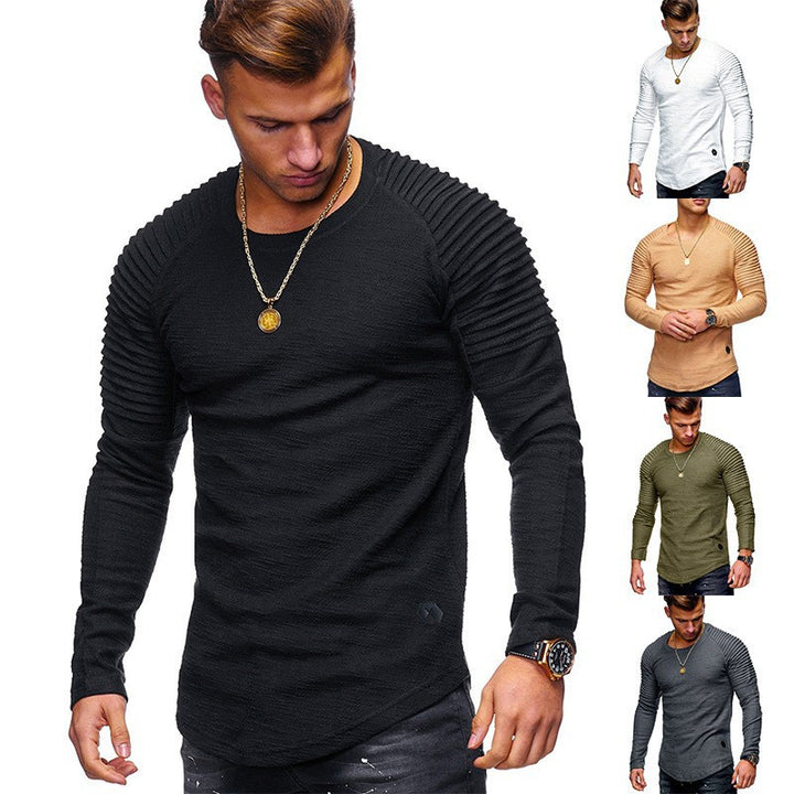 Men's long-sleeve shirt with textured shoulder design Lisslune