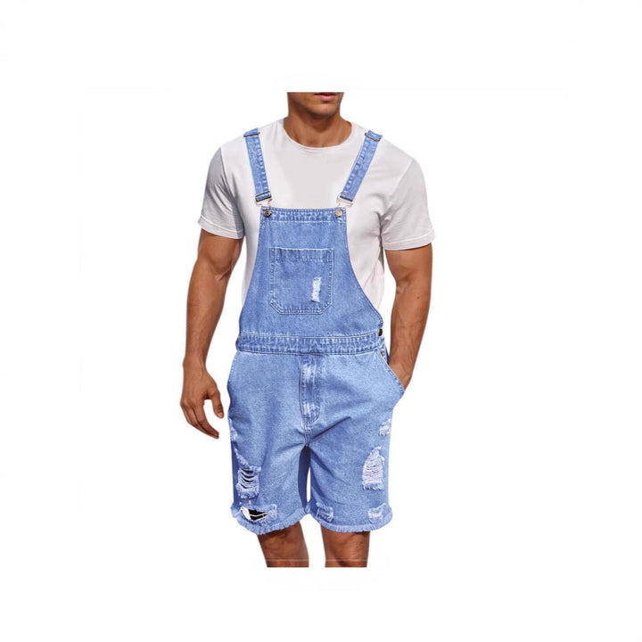 Men's Casual Denim Overall in Distressed Look Lisslune