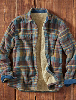 Men's fleece-lined flannel jacket with check pattern Lisslune
