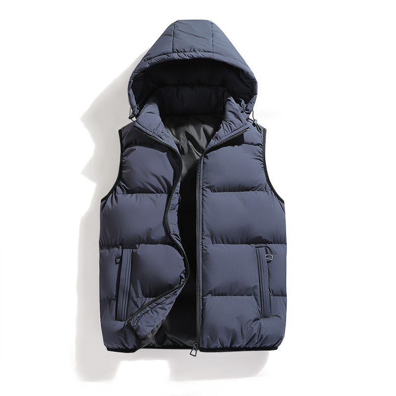 Men's quilted down vest with detachable hood and practical pockets Lisslune
