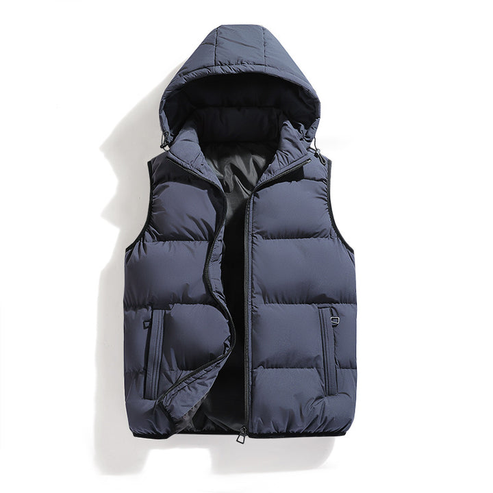 Men's quilted down vest with detachable hood and practical pockets Lisslune