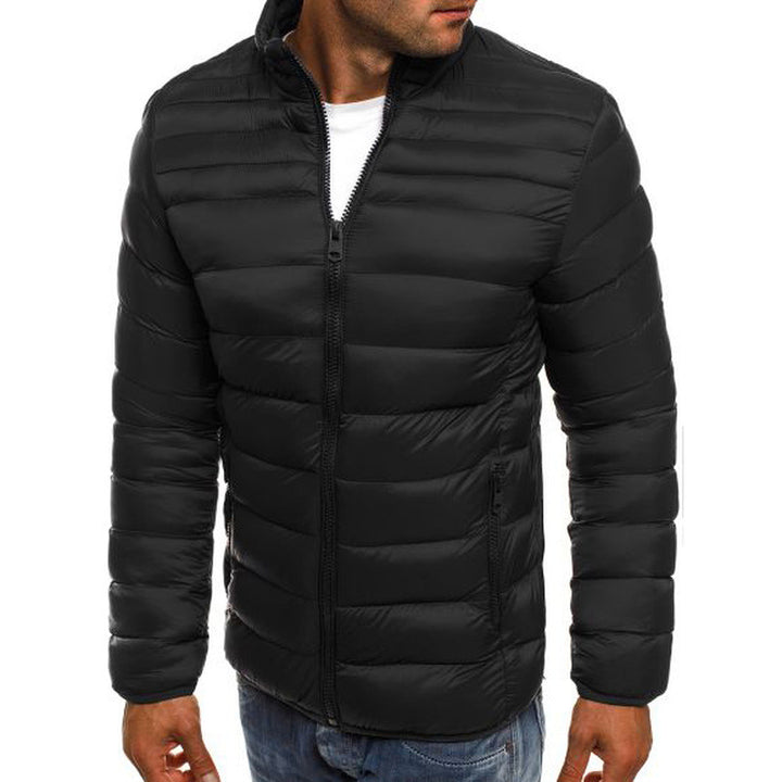 Men's fashionable quilted jacket with high collar and side zip pockets Lisslune