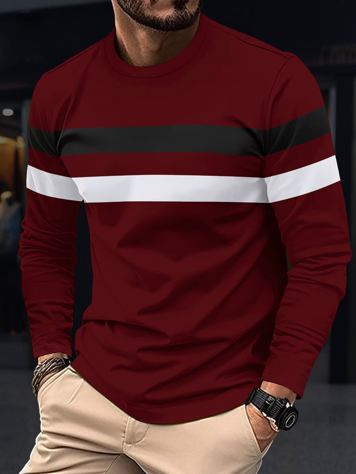 Men's fashionable long-sleeve shirt with sporty stripes Lisslune