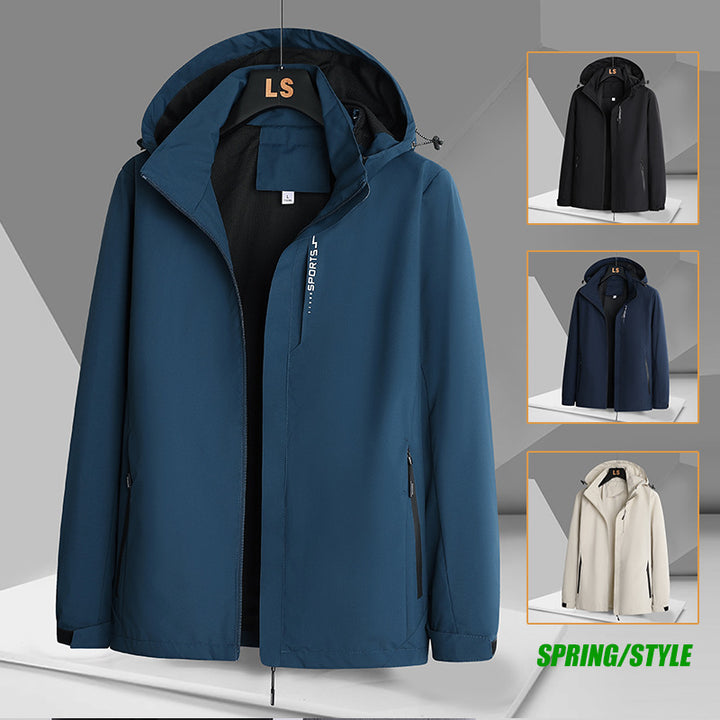 Men's sporty transitional jacket with adjustable hood and water-repellent material Lisslune