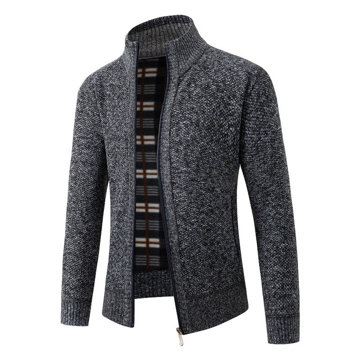 Men's elegant cardigan with high collar and practical zipper Lisslune